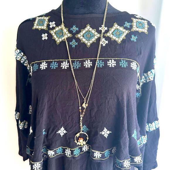ZARA Embroidered Boho Festival Layered dress Size XS - Picture 5 of 16